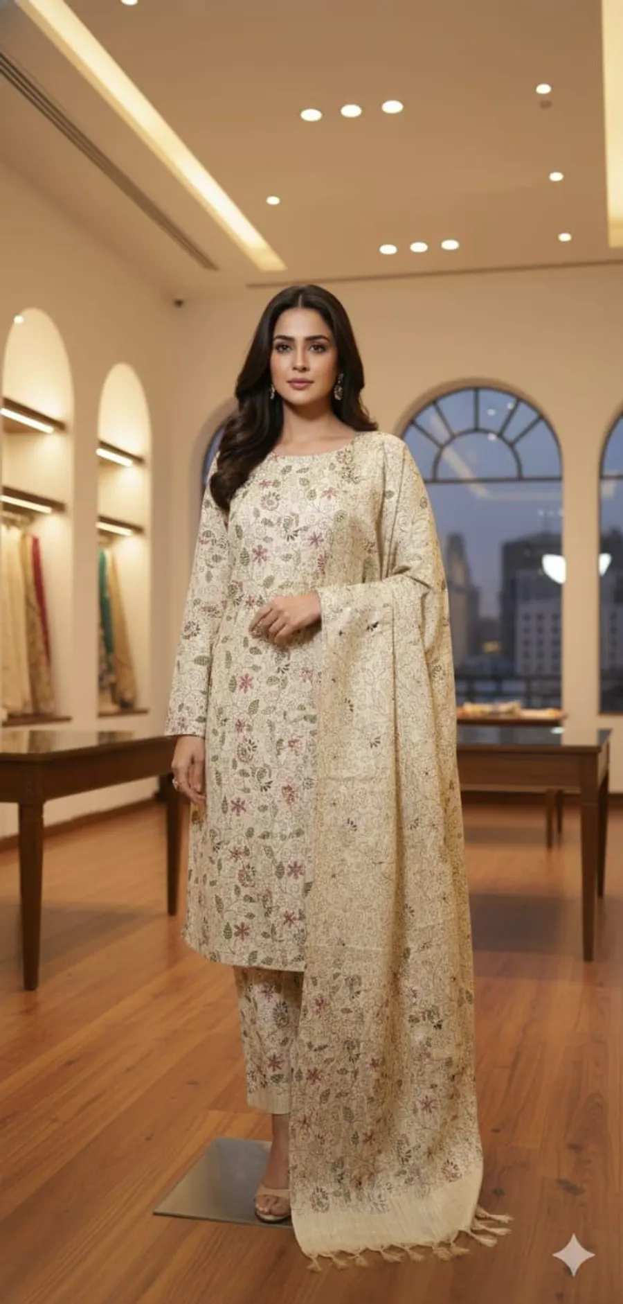 Soft Cotton Khadi Hand-Printed Full Suit Set – Elegant & Comfortable Ethnic Wear